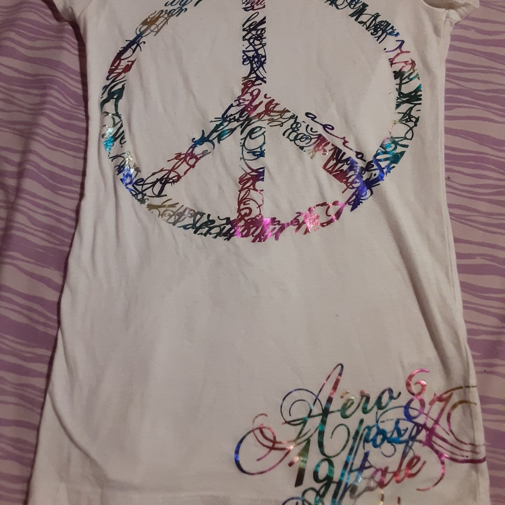 Rainbow Peace Sigh White Tee